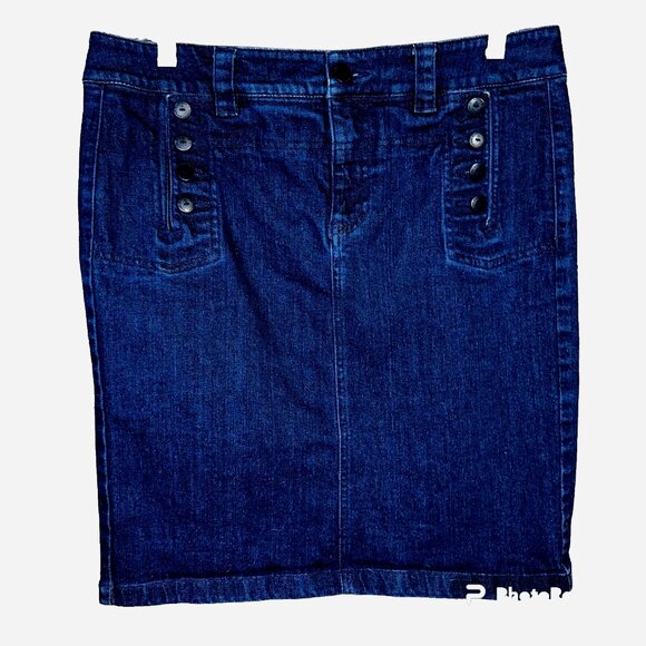 Lauren Ralph Lauren Dresses & Skirts - Lauren Ralph Lauren Denim Skirt 10 Y2K Quiet Luxury Preppy Dark Wash Cotton